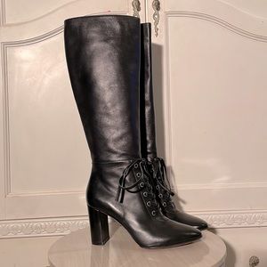 Gianvito Rossi Black Leather Lace Up Boots NWOT 40 9.5